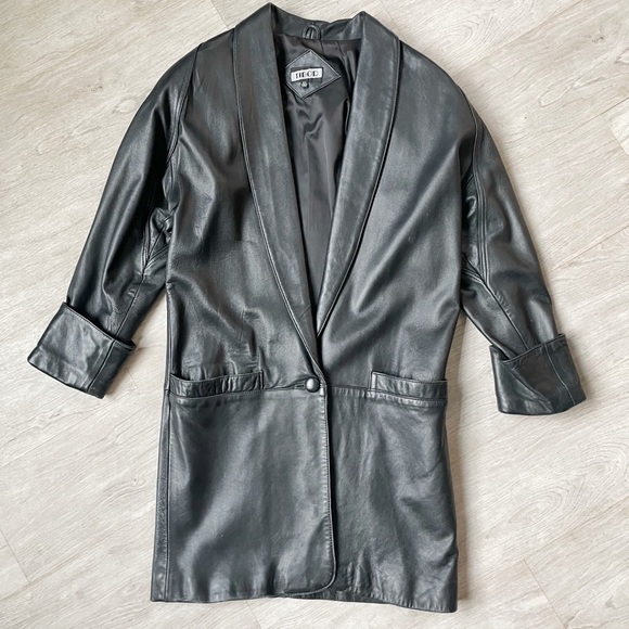 Vintage 1980s Tibor Slouchy Leather Long Blazer Jacket! Sz XS (Fits Loosely) - Picture 6 of 9